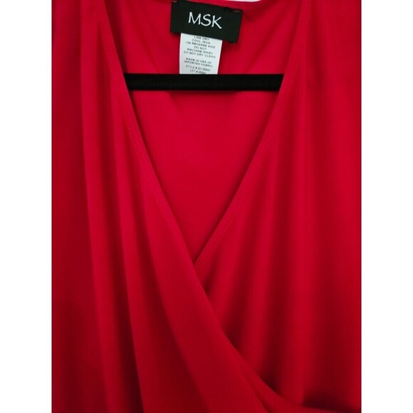 MSK Womens Red Chiffon Embellished Mini Cocktail and Party Dress S BHFO 6423 - Picture 4 of 10